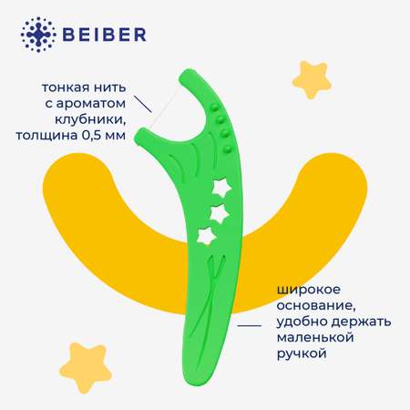Зубная нить BEIBER флосс детская 55 шт