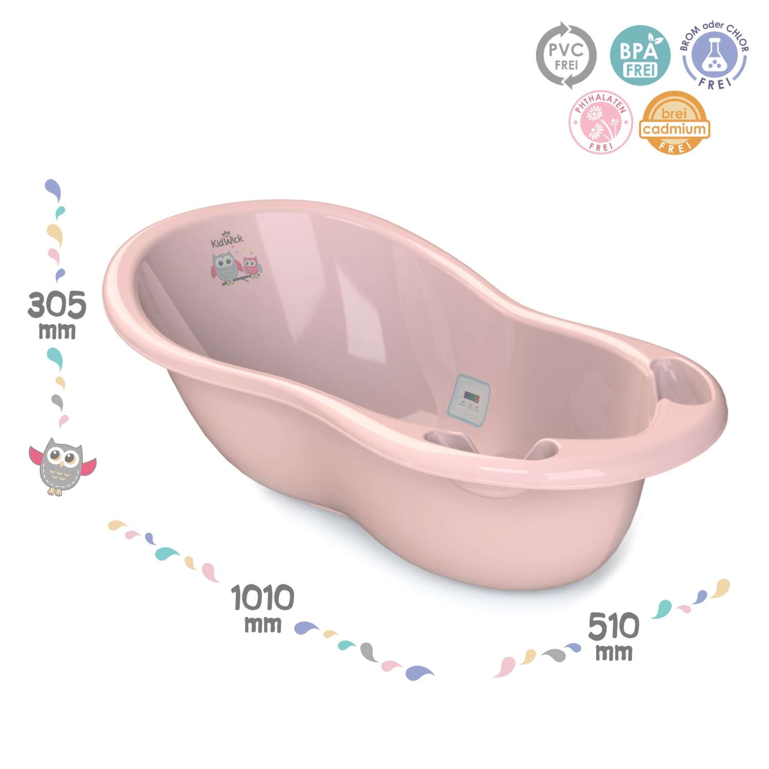 Ванночка для купания KidWick Шатл с термометром Розовый-Темно-розовый - фото 5