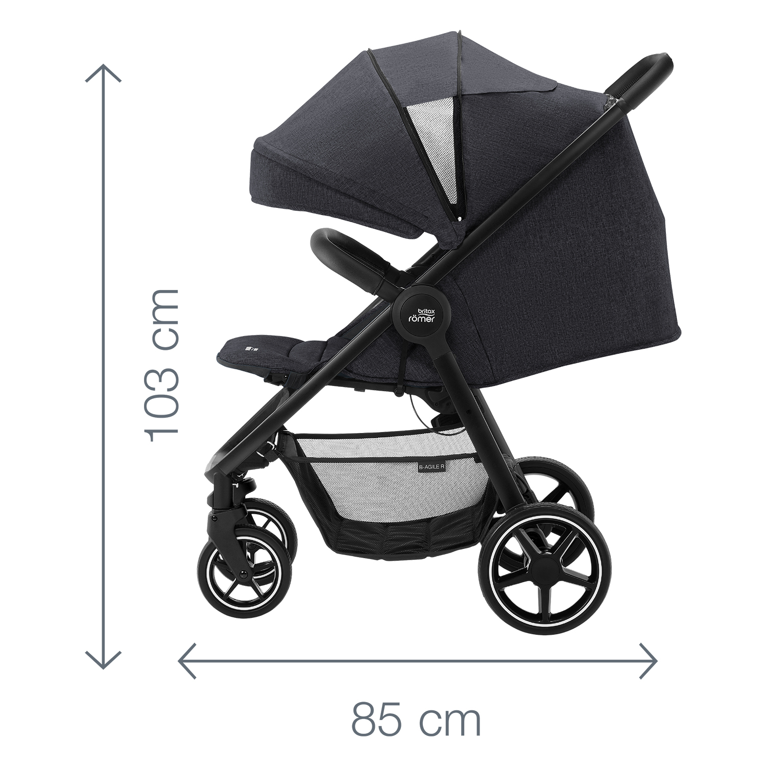 Коляска Britax Roemer B-Agile R Elephant Grey-Black - фото 12