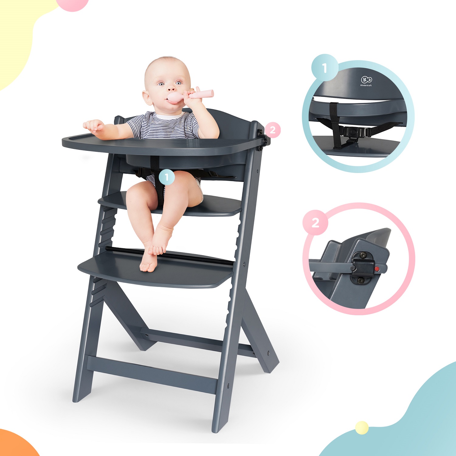 Стульчик для кормления Kinderkraft Enock Grey - фото 7