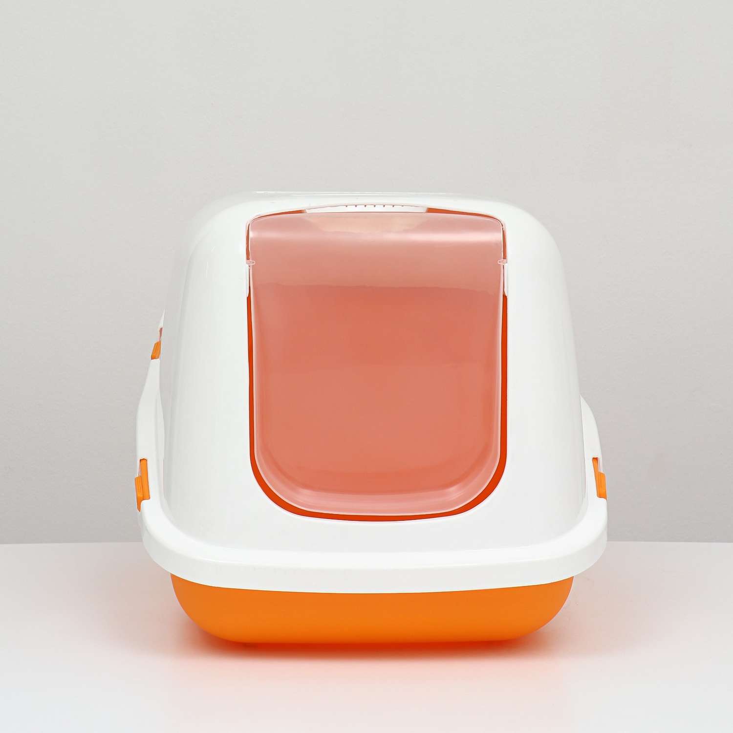 Домик-туалет Пижон для кошек 57x39x38 оранжевый-белый - фото 3