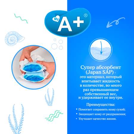 Трусики-подгузники My A+ размер L от 9 до 14кг 58шт уп