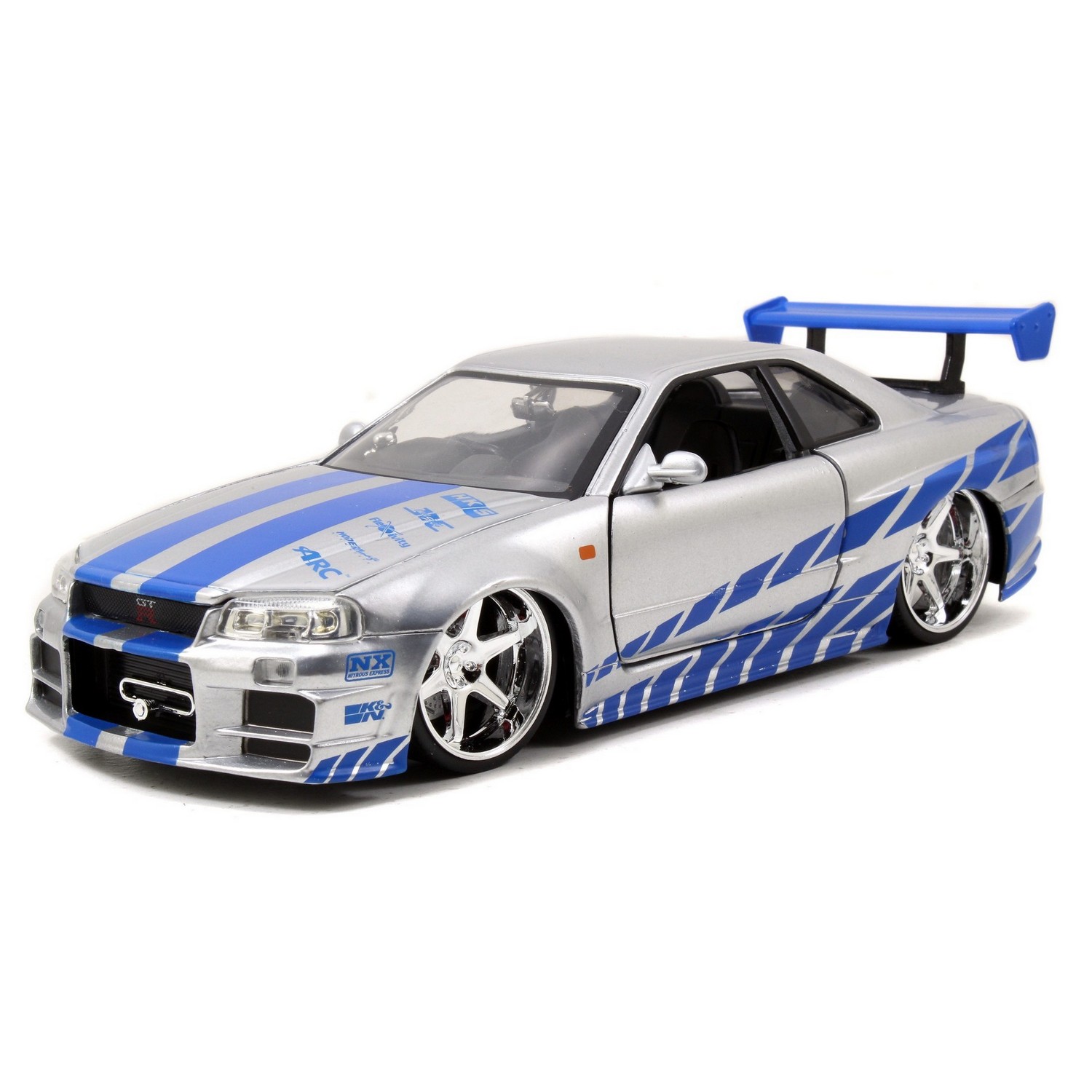 Машинка Fast and Furious Форсаж 1:24 Nissan Skyline GT-R (R34) купить по  цене 499 ₽ в интернет-магазине Детский мир