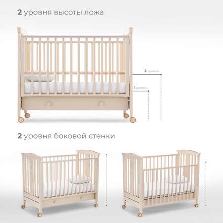 Детская кроватка Nuovita прямоугольная, без маятника (слоновая кость)