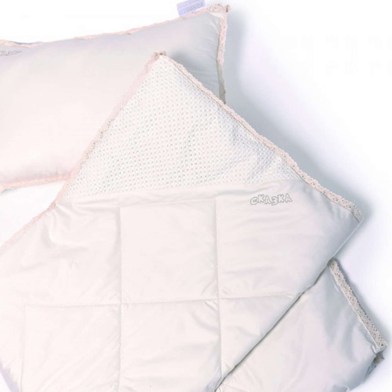 Одеяло BelPol цвет экрю кружевной кант уголок из узорной ткани - фото 3
