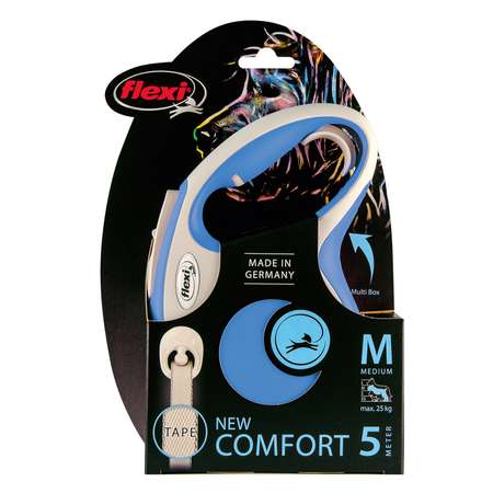 Рулетка для собак Flexi New Line Comfort M лента 5м до 25кг Серый-Синий