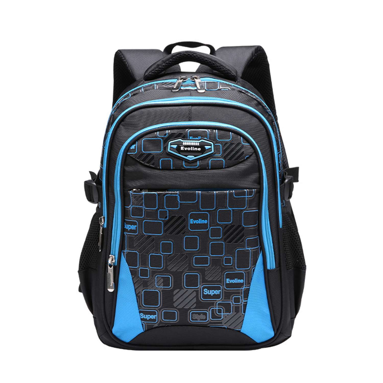 Рюкзак школьный Evoline большой черный голубой EVOS-319 - фото 1