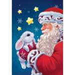 Картина Школа Талантов по номерам на холсте с подрамником «Дед Мороз с кроликом» 20х30 см