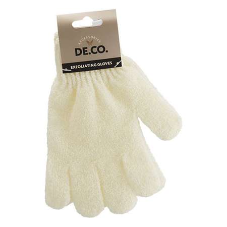 Перчатки для душа DECO. отшелушивающие белые 2 шт