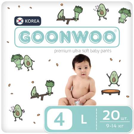 Подгузники GOONWOO размер 4 L 9-14 кг 20 шт