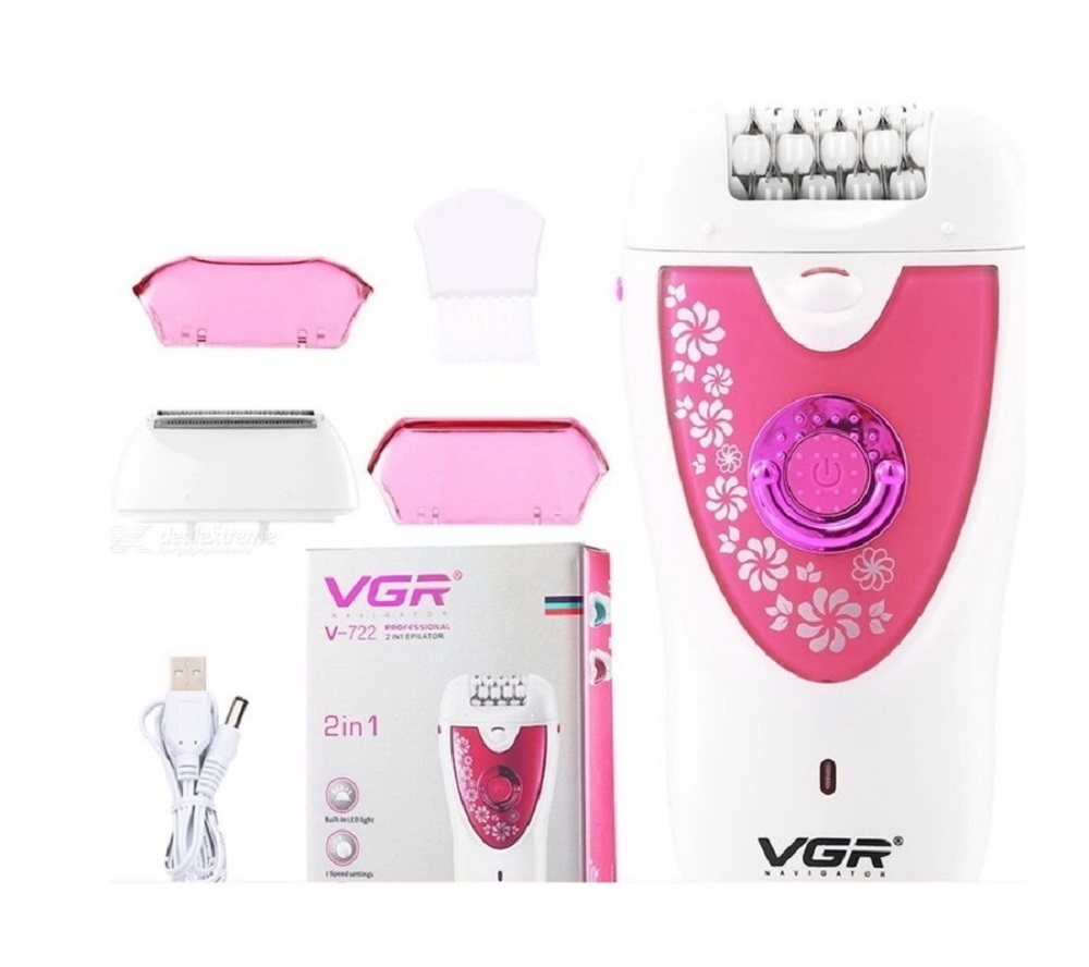 Эпилятор женский электрический CASTLELADY 2 в 1 для лица и бикини VGR V-722 профессиональный розовый - фото 2