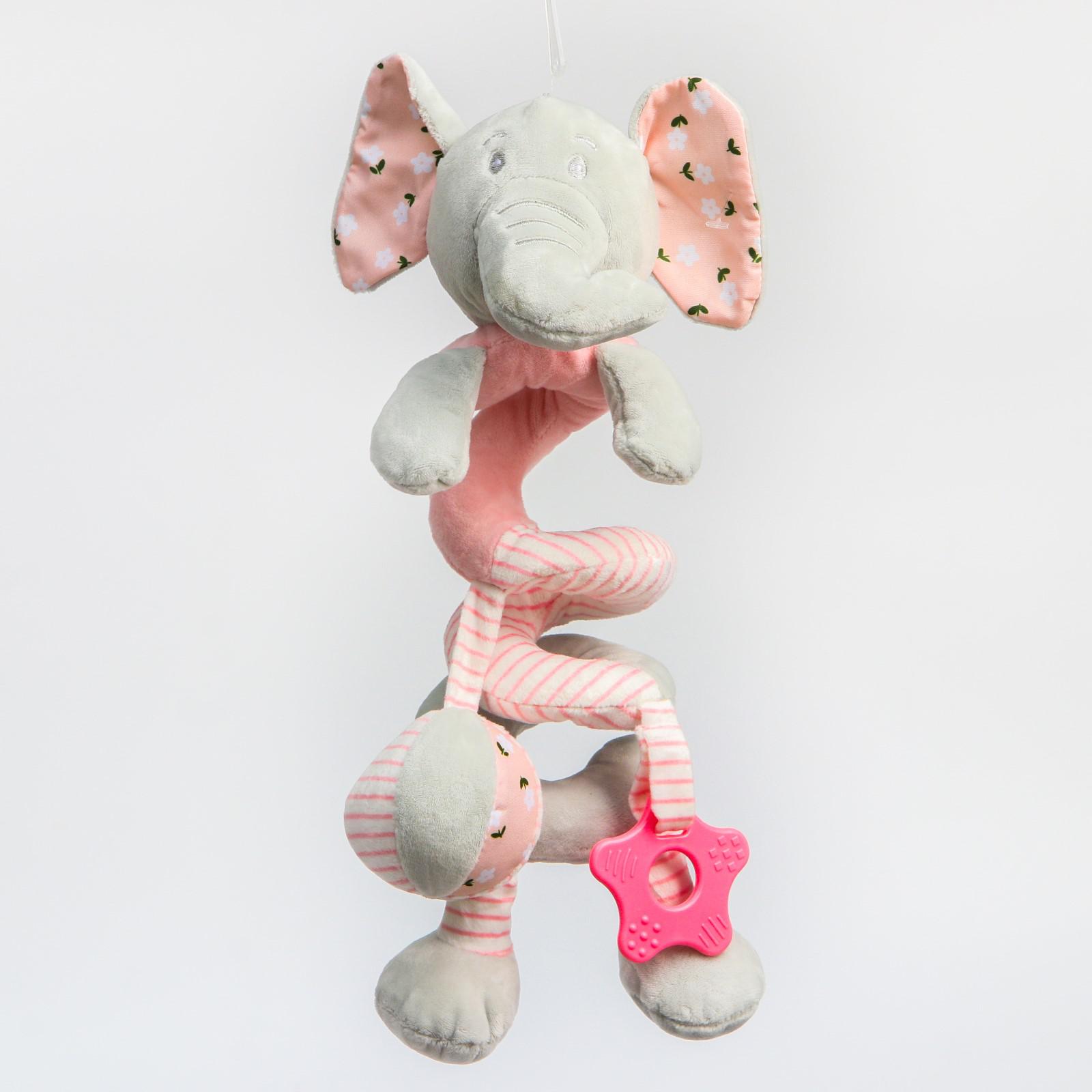 Игрушка-подвеска Крошка Я с погремушкой Слоник розовый - фото 2