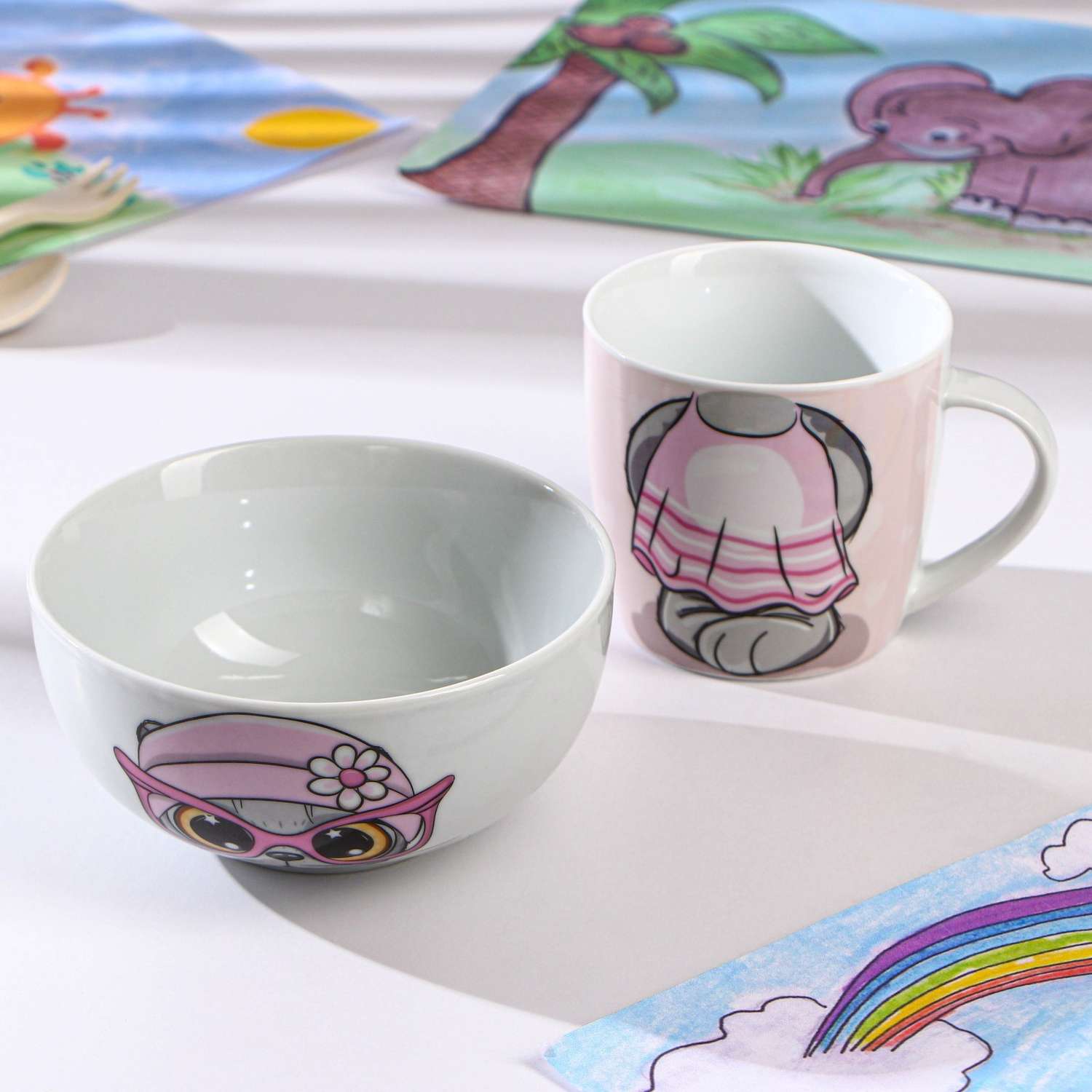 Набор Доляна детской посуды из керамики «Котик» 2 предмета - фото 2