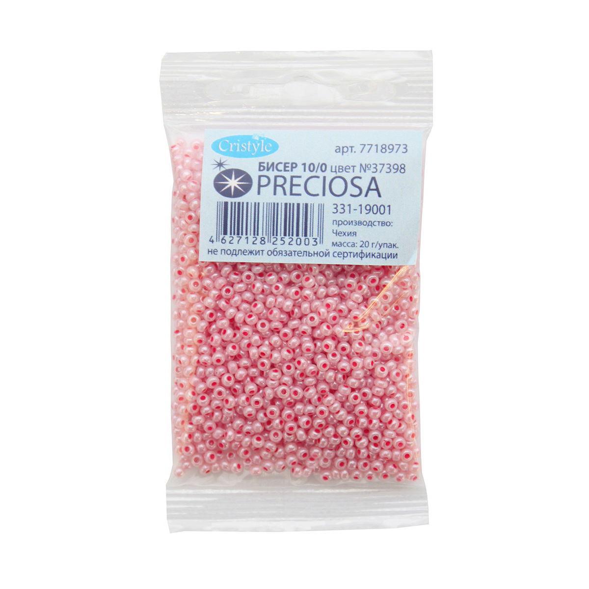Бисер Preciosa чешский жемчужный 10/0 20 гр Прециоза 37398 розовый - фото 3