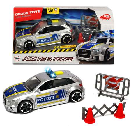 Машинка DICKIE полицейская Audi RS3 фрикционная 15 см с аксессуарами 3713011SIR