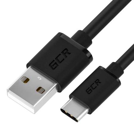 Кабель USB GCR 0.5m TypeC быстрая зарядка в черной TPE оболочке GCR-52725