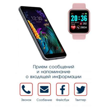 Фитнес-браслет BandRate Smart BRSD2020PP с тонометром и шагомером