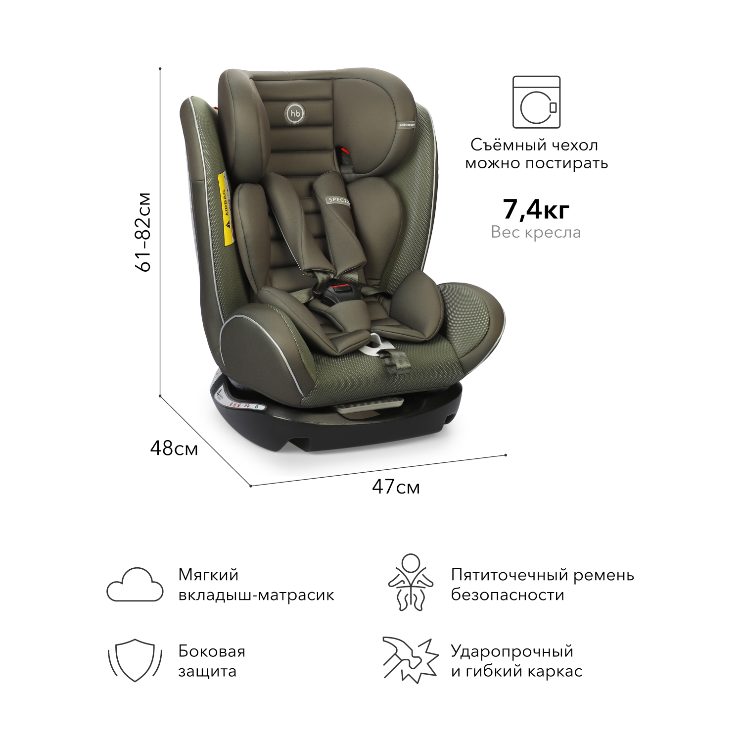 Автокресло Happy Baby Spector Dark Green купить по цене 11499 ₽ в  интернет-магазине Детский мир