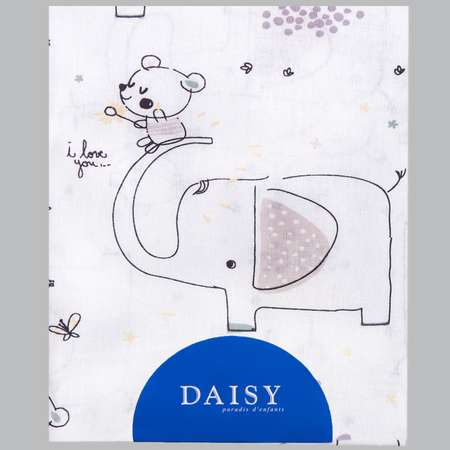 Простыня на резинке Daisy 60х120 см поплин Слон и Мишка беж.