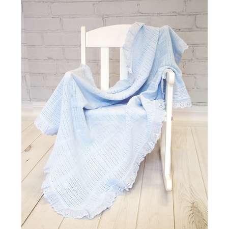 Одеяло вязанное с рюшами Baby Nice Голубое