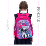 Рюкзак школьный Evoline Розовый мультяшный енот S700-girl-2 с анатомической спинкой