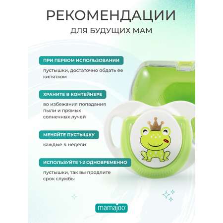 Пустышка Mamajoo силиконовая с боксом для хранения 0+ мес prince frog