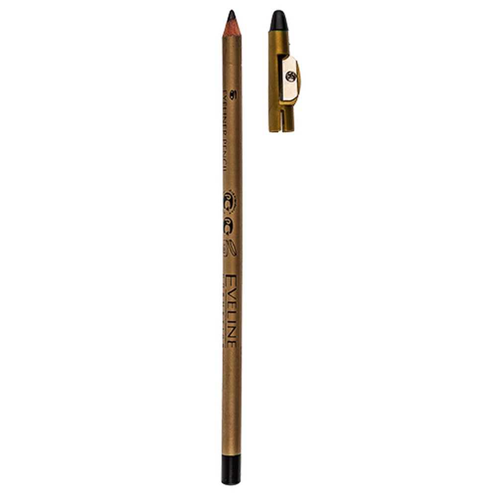 Карандаш для глаз EVELINE Eyeliner pencil с точилкой водостойкий тон черный - фото 3