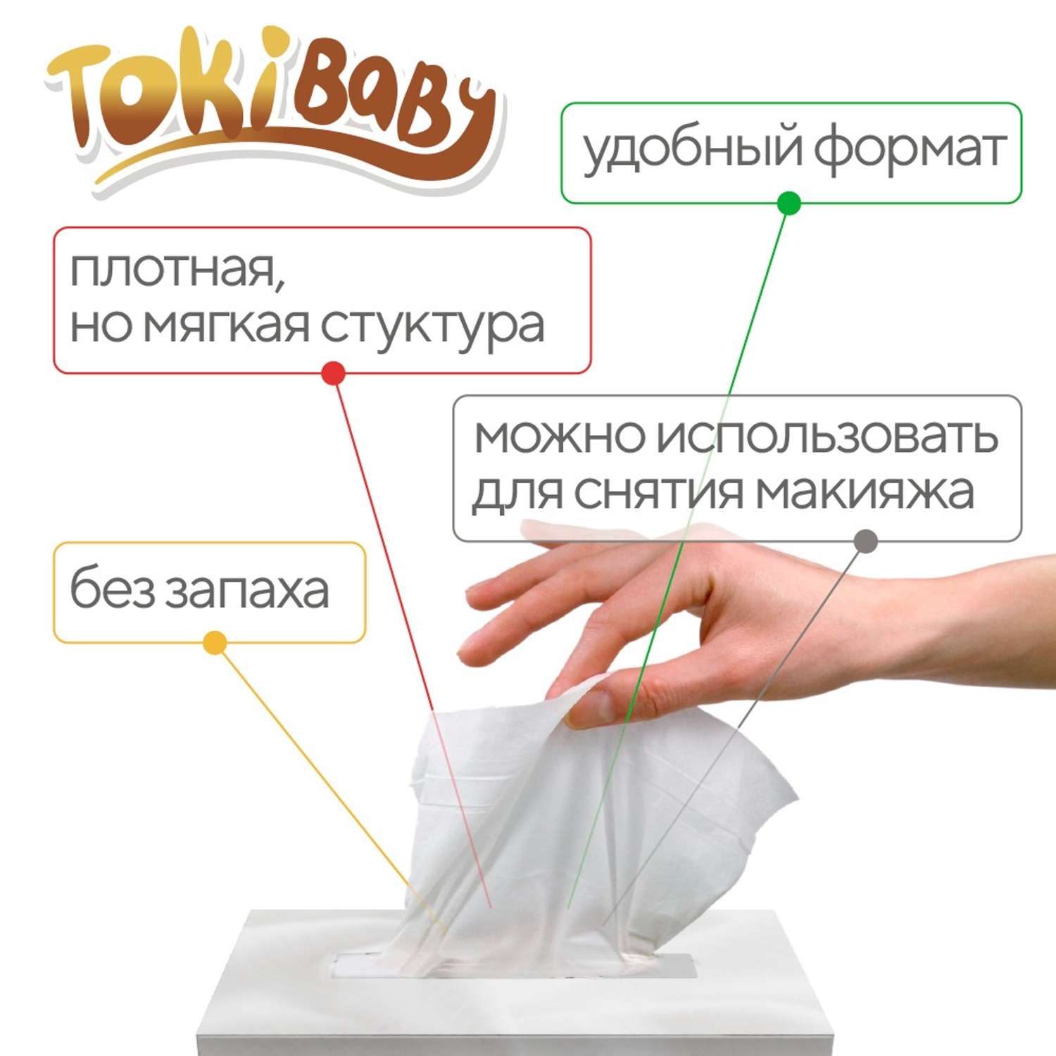 Бумажные салфетки выдергушки Tokibaby 1200 штук 6 по 200 детские - фото 3
