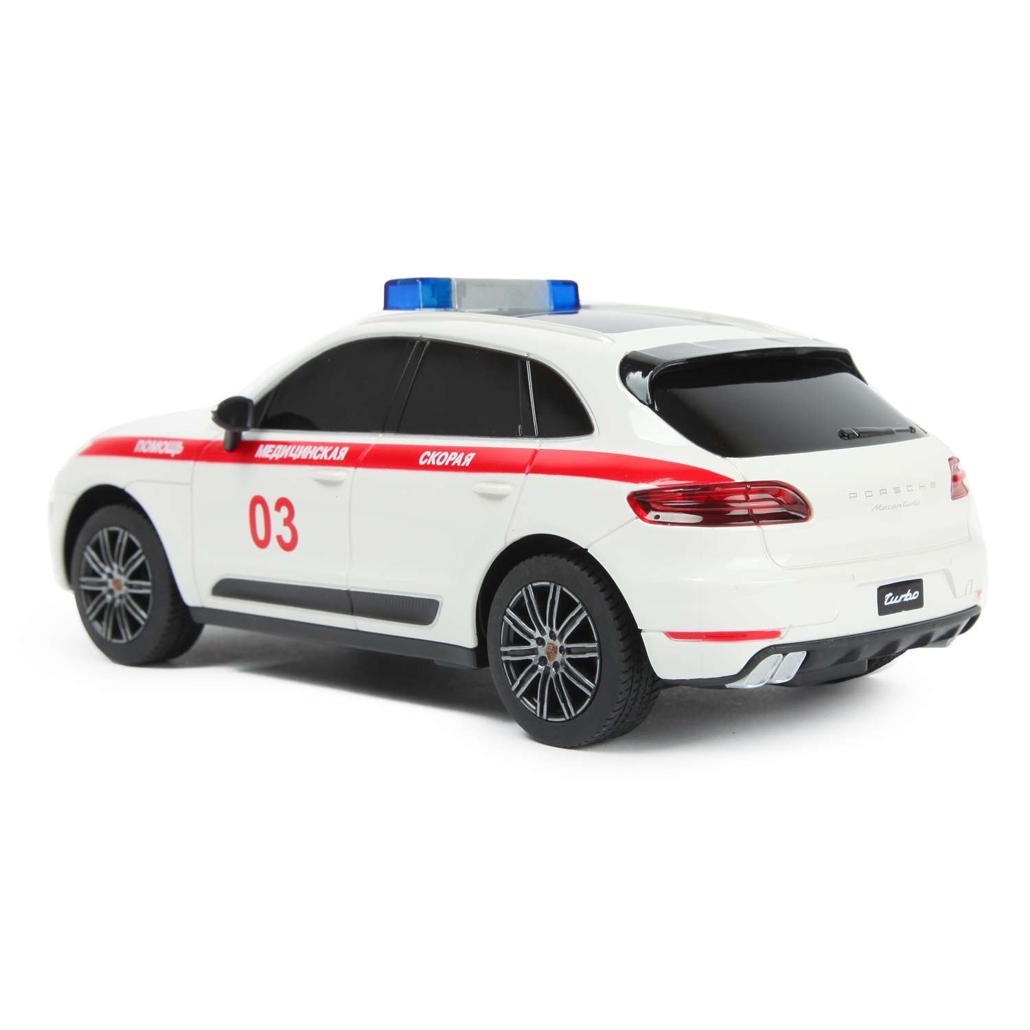 Машина Rastar РУ 1:24 Prosche Macan Turbo Ambulance Белая 71800A - фото 4