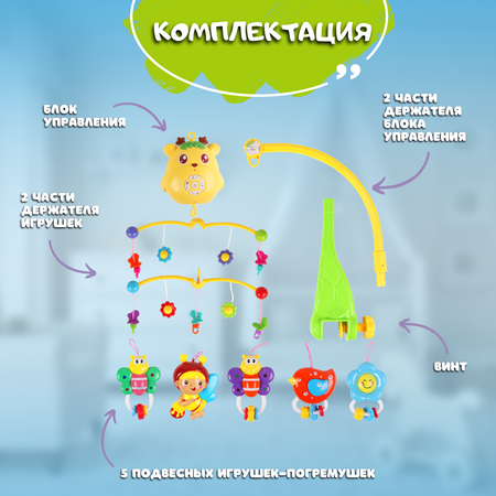 Мобили Emilly Toys на кроватку музыкальный с ночником