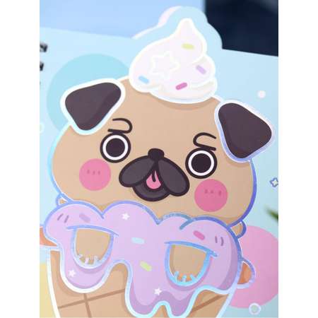 Блокнот на спирали iLikeGift Pug ice cream 60 листов