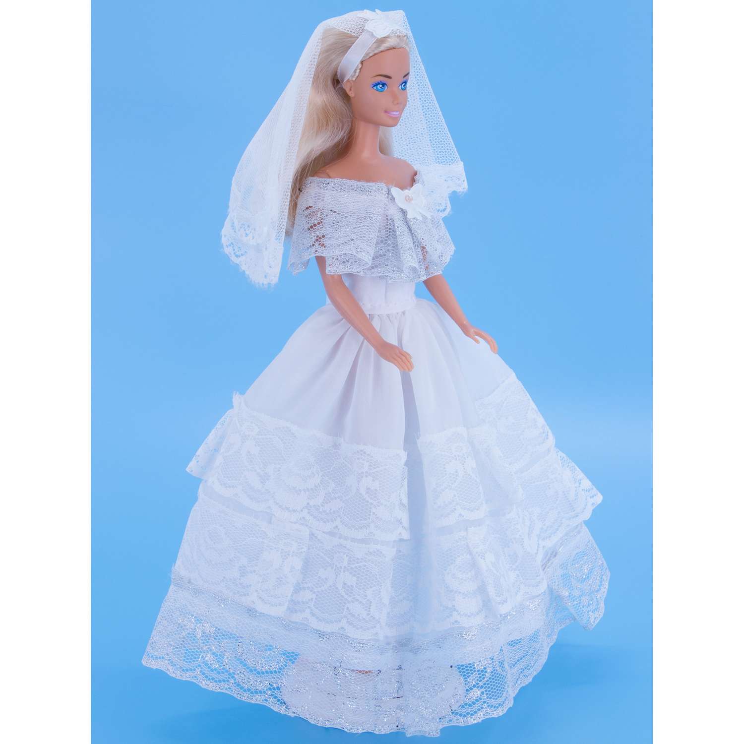Одежда для кукол Модница 29 см Свадебное платье с фатой 1904 белый-серебро 1904белый&amp;серебро - фото 16