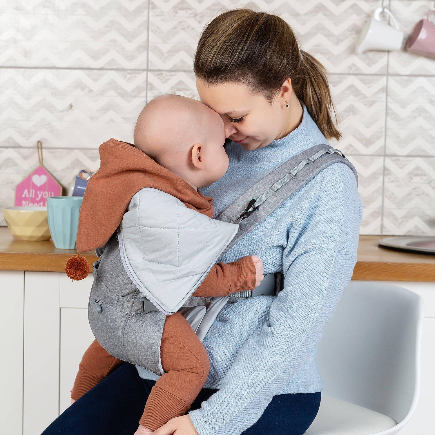 Рюкзак-кенгуру Чудо-чадо переноска с 0 мес «BabyActive Vikont» серебристый - фото 5