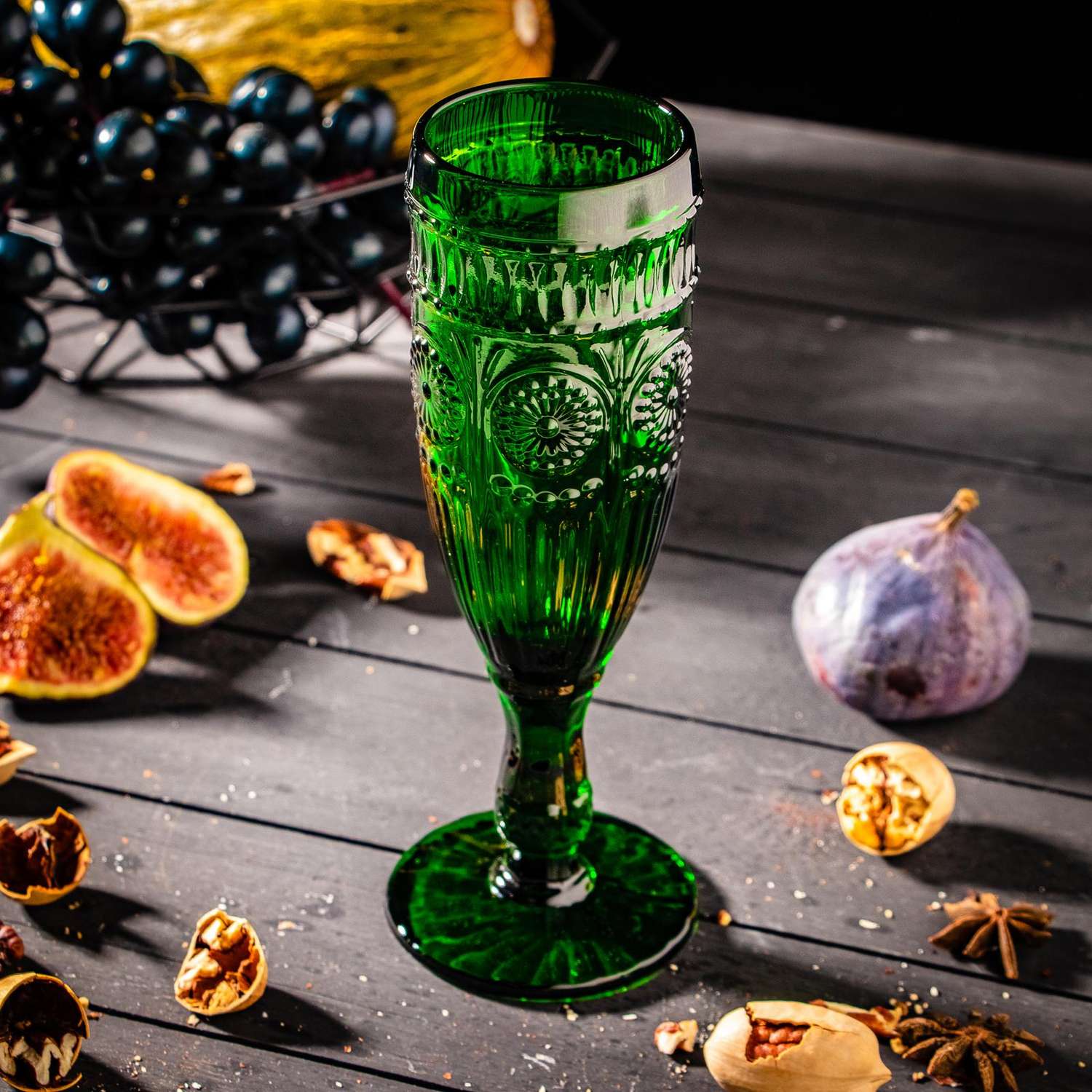 Бокал MAGISTRO стеклянный для шампанского «Ларго» 180 мл 7×19 7 см зелёный - фото 2