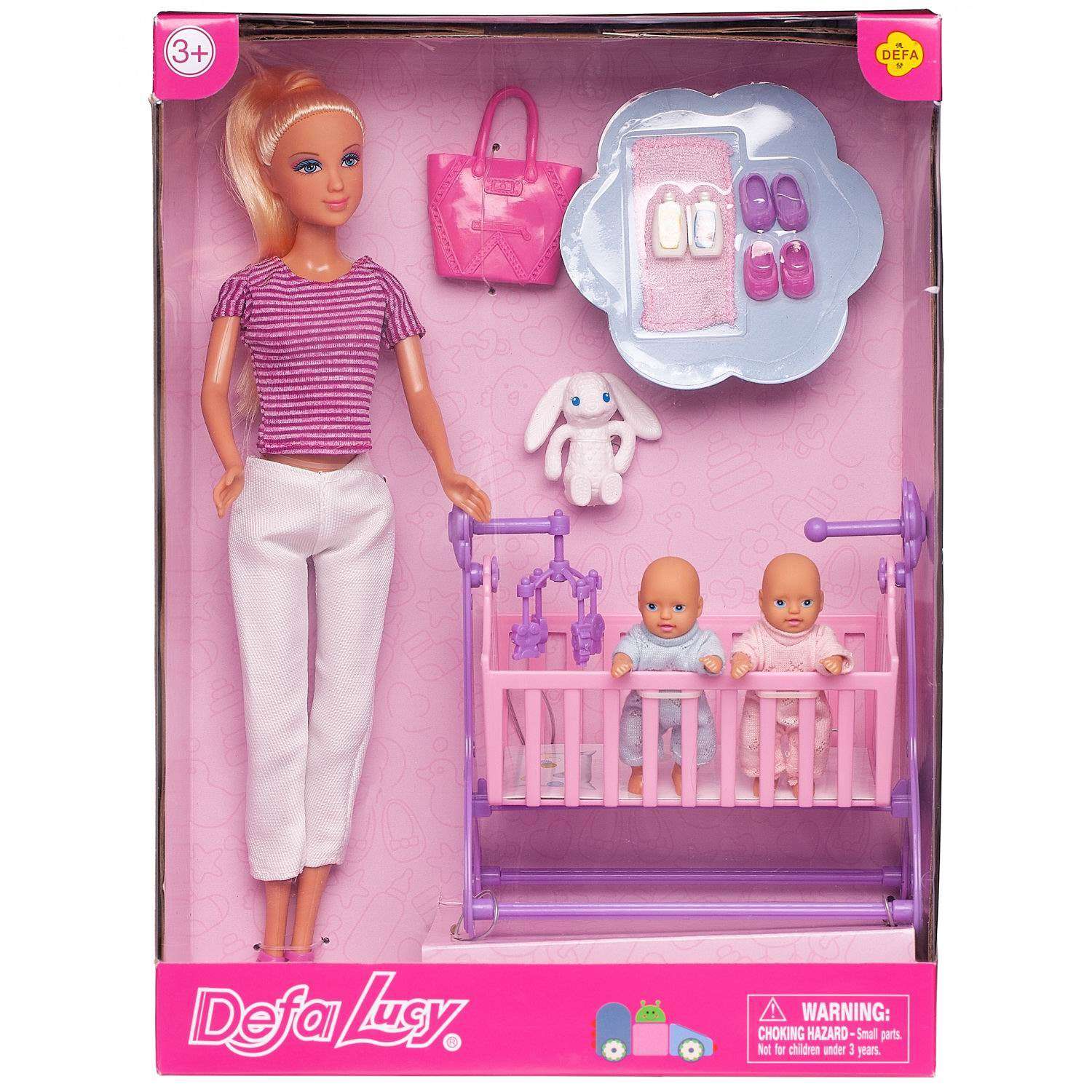 Игровой набор ABTOYS Куклы Мама с малышами и игровыми предметами 8359d/полосатая - фото 1