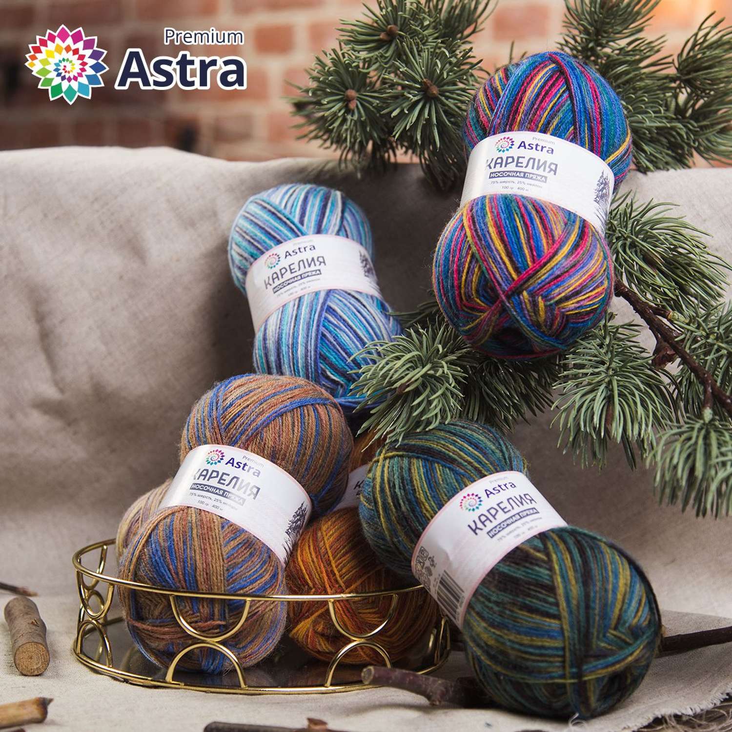 Пряжа для вязания Astra Premium карелия носочная шерсть нейлон 100 гр 400 м цвет 1004 2 мотка - фото 6