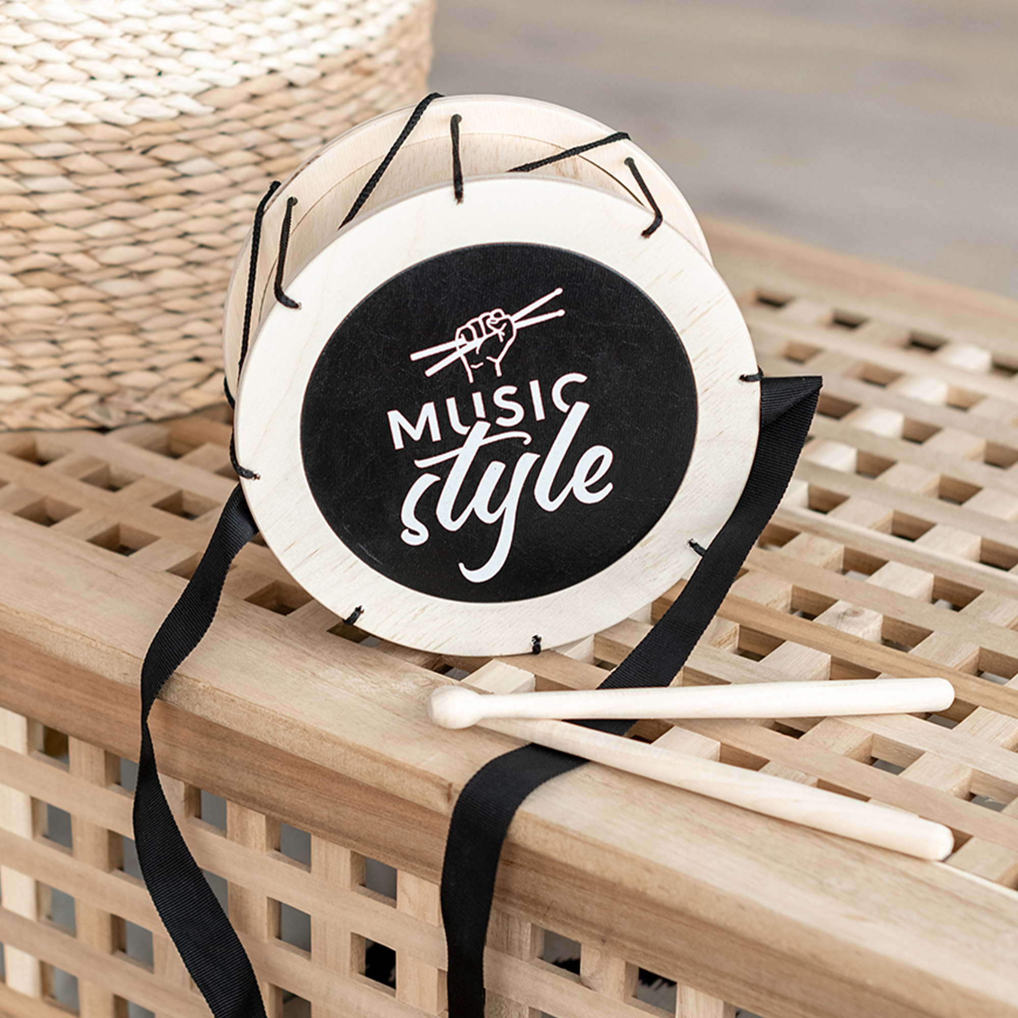 Музыкальный инструмент детский Мега Тойс деревянный барабан игрушка Music Style - фото 5
