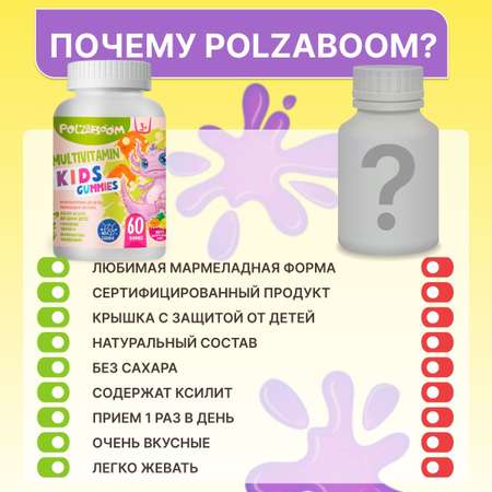 Мультивитамины для детей POLZABOOM 60 пастилок