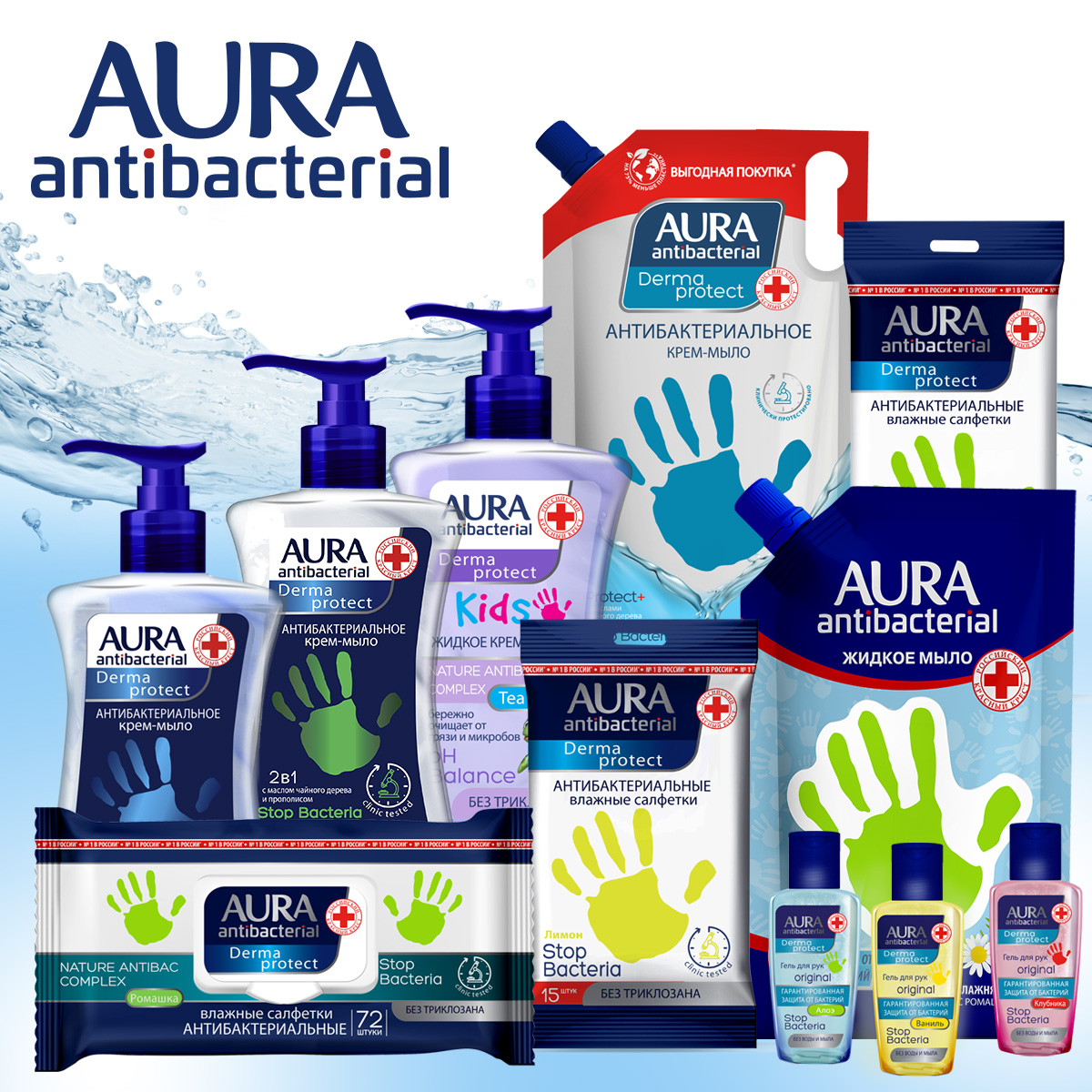 Влажные салфетки AURA антибактериальные Derma Protect Ромашка big-pack с крышкой 72шт х6 - фото 6