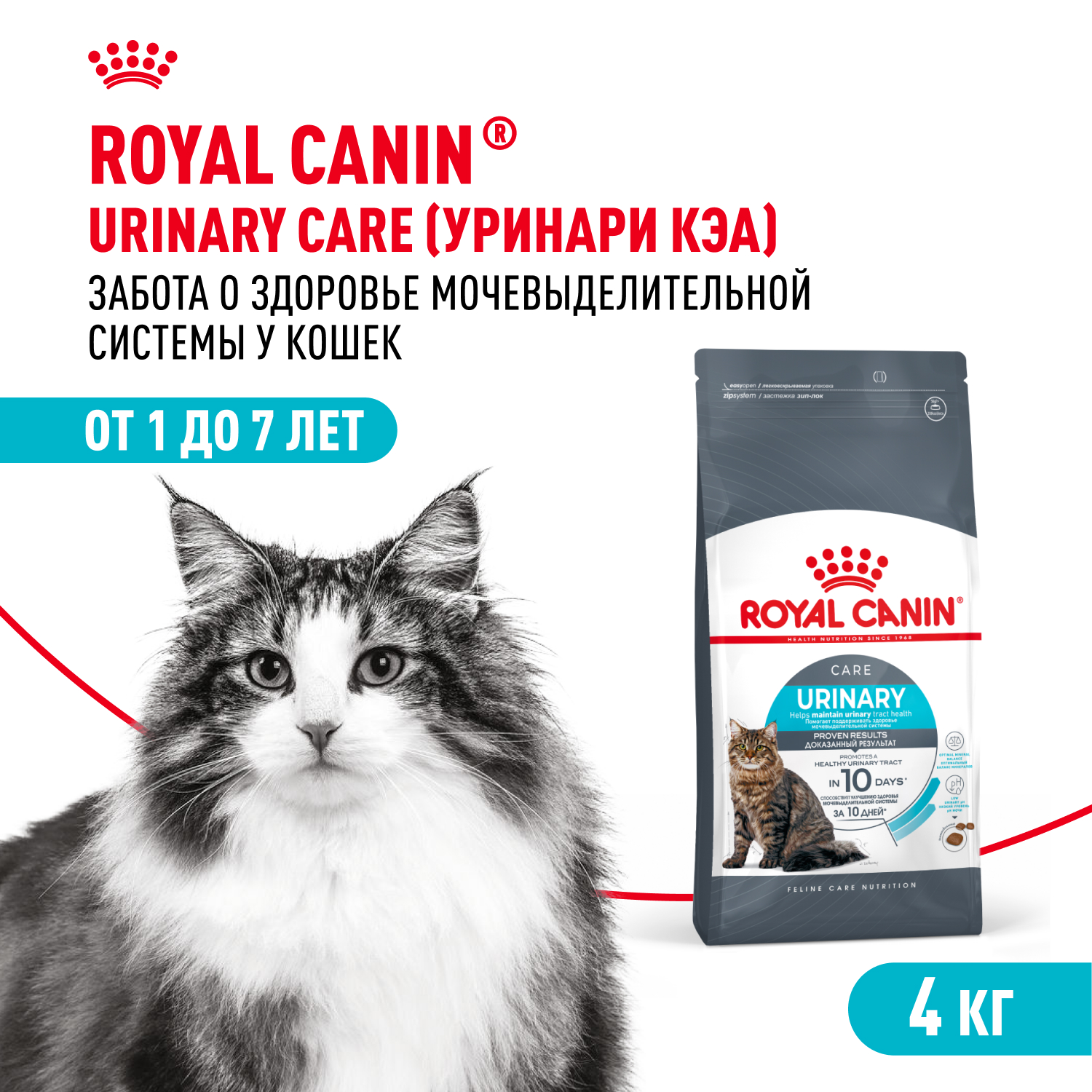 Сухой корм для кошек ROYAL CANIN Urinary 4 кг (для мочевыделительной системы, полнорационный) - фото 1