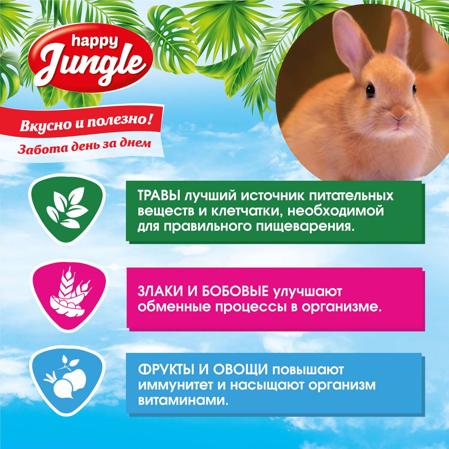 Корм для кроликов HappyJungle 900г - фото 6