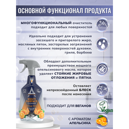 Многофункциональный очиститель Astonish На основе натурального апельсинового масла Specialist Multi-Surface Cleaner Orange Grove