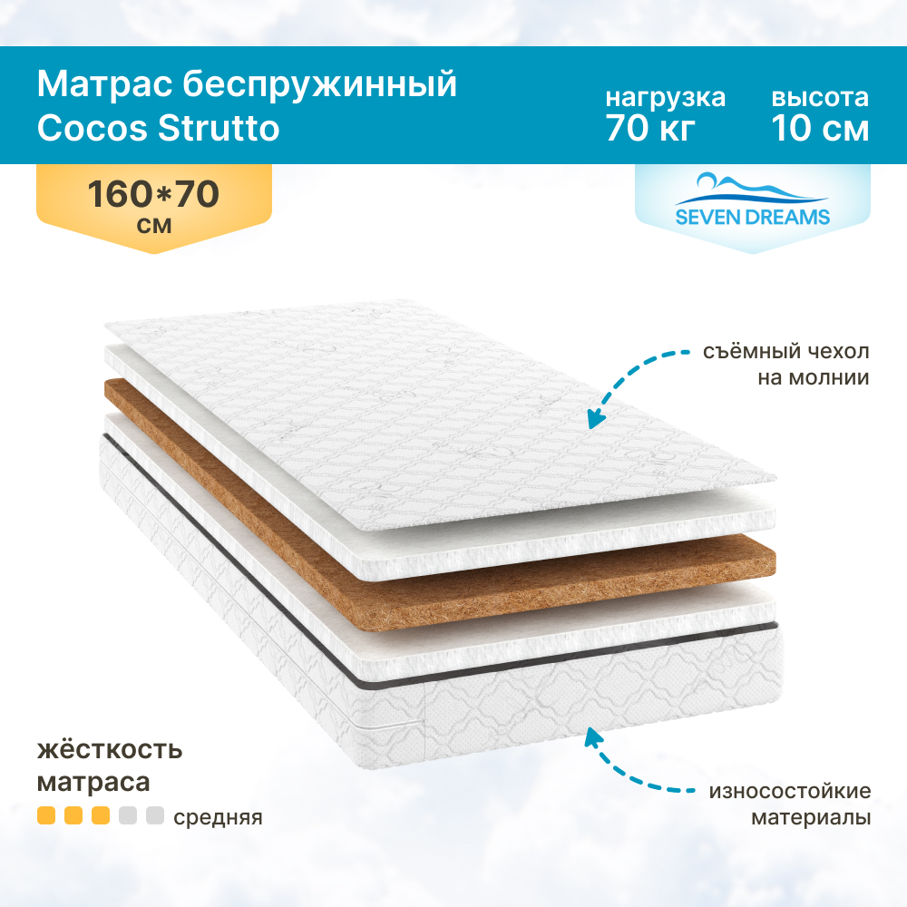 Матрас SEVEN DREAMS Cocos Strutto 160х70 - фото 1