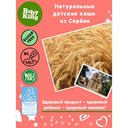 Каша детская Baby King Organic безмолочная пшеничная с яблоком 175гр с 6 месяцев