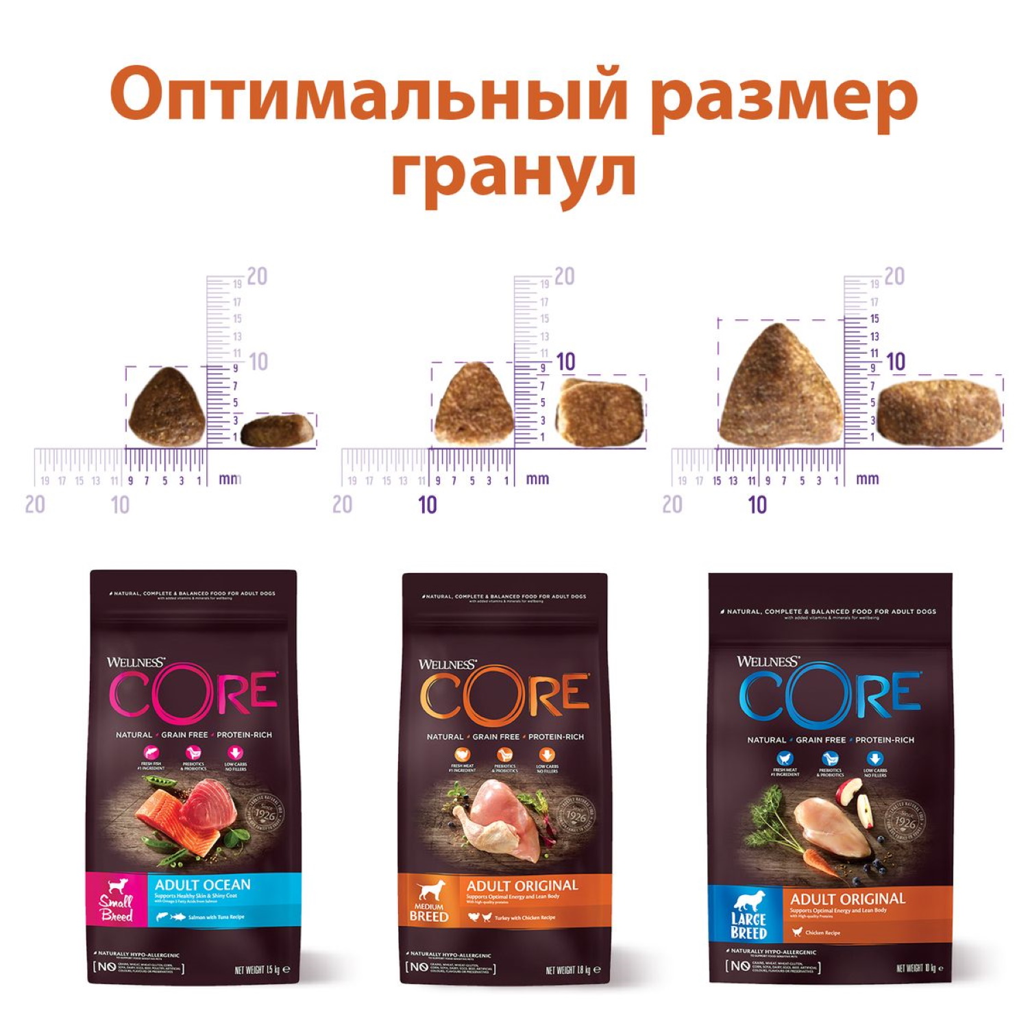 Сухой корм для собак Wellness CORE 1.8 кг курица, индейка (для домашних, полнорационный) - фото 5