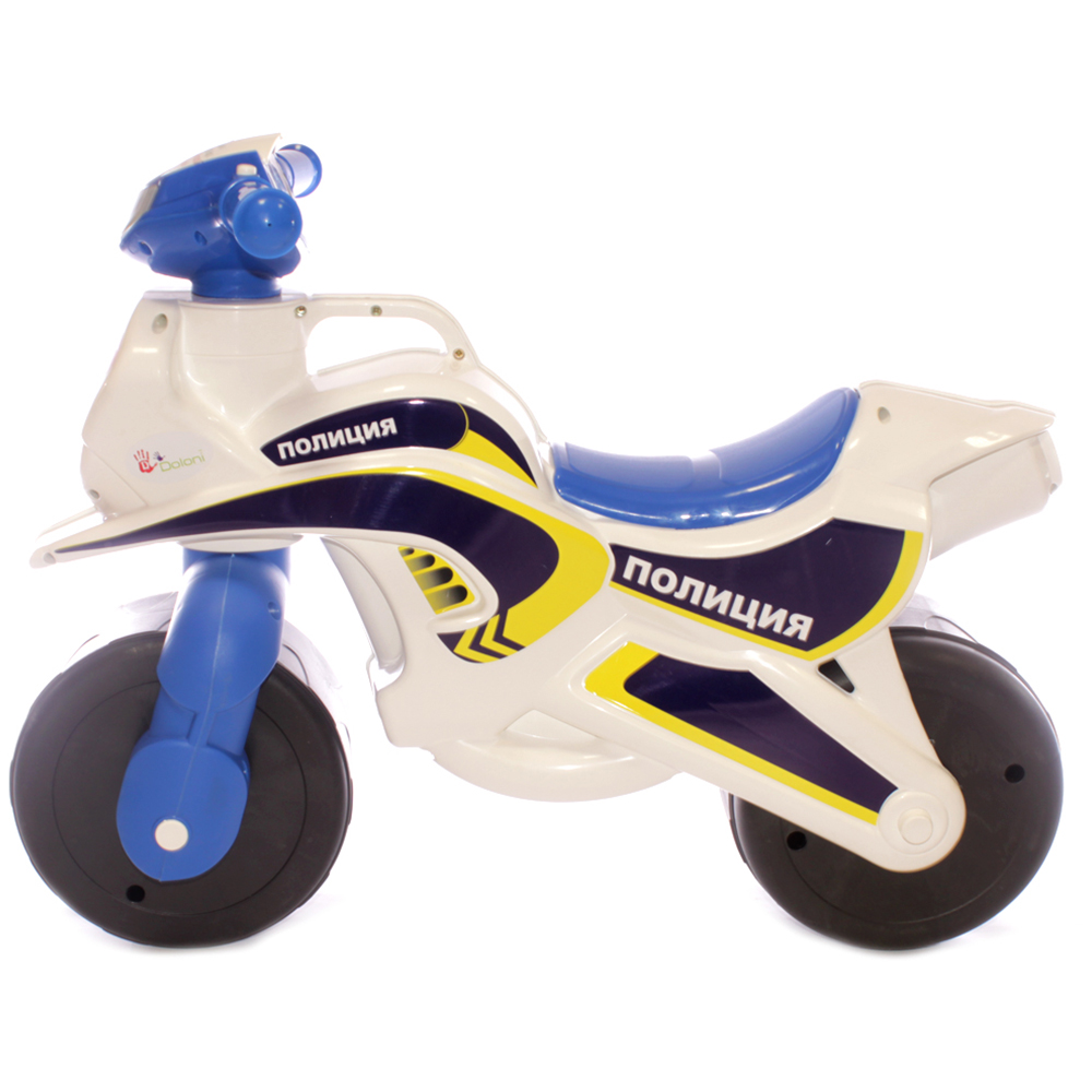 Мотоцикл -каталка Doloni Полиция без музыки сине-белая - фото 3