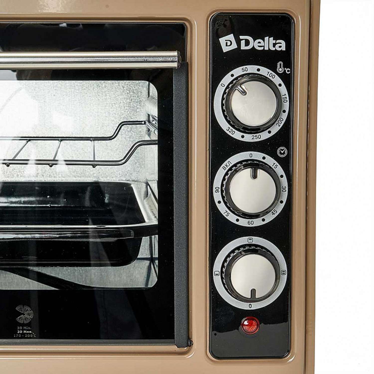 Мини-печь Delta D-0123 бежевая 1300 Вт 37 л 2 нагревательных элемента 1 противень решетка таймер - фото 2