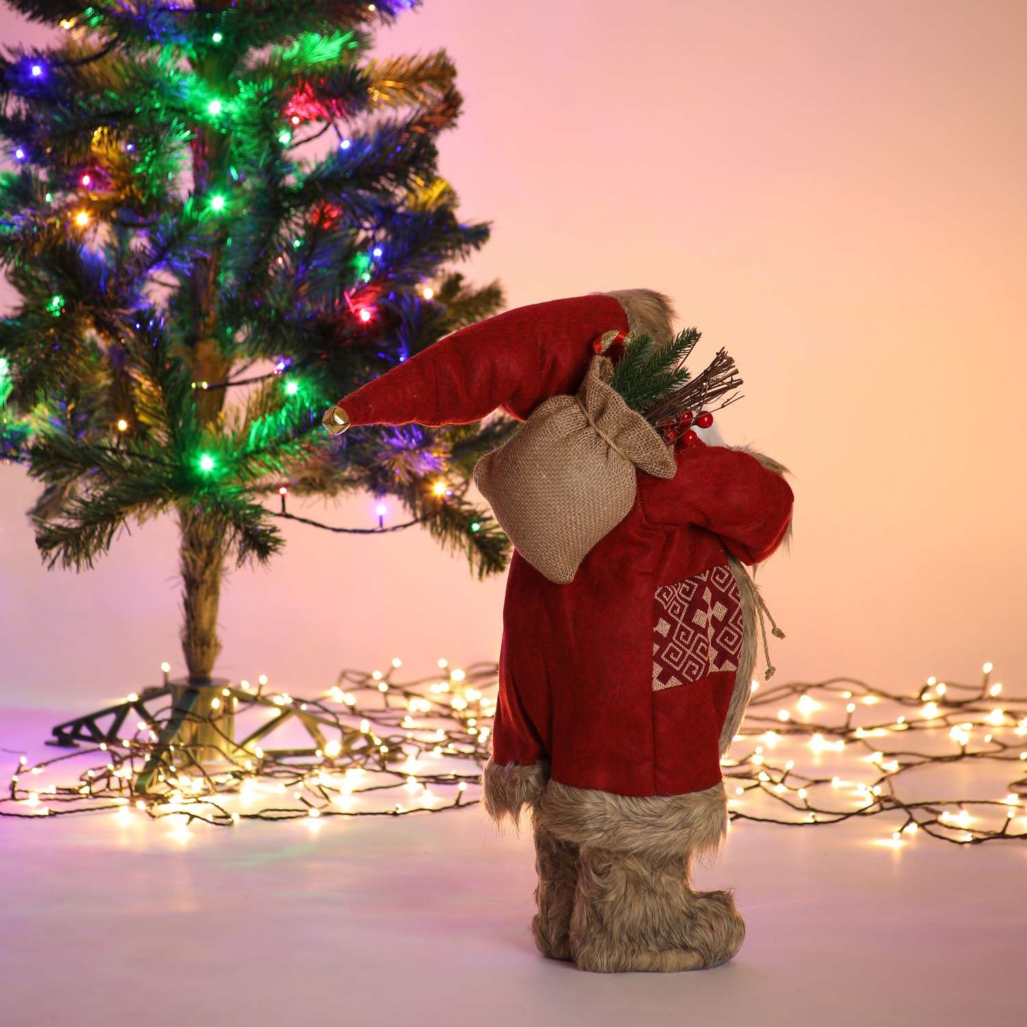 Фигура декоративная BABY STYLE Дед Мороз красный костюм свитер с орнаментом 63 см - фото 5
