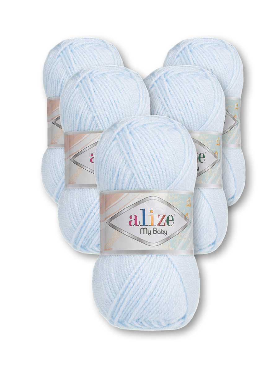 Пряжа для вязания Alize my baby 50 г 150 м акрил мягкая гипоаллергенная 227 ледяной 5 мотков - фото 3