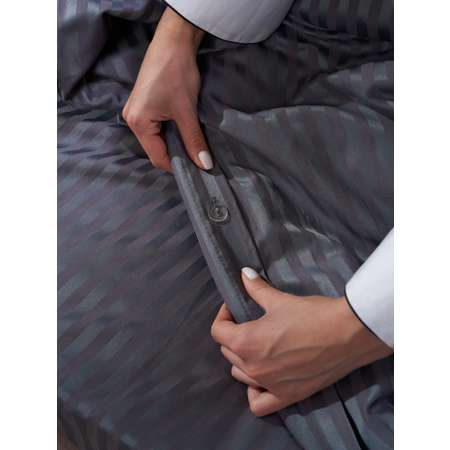Комплект постельного белья ATLASPLUS размер Евро сатин страйп серый